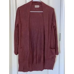 Dreamers Women's Rust Open Front Cardigan Caged Back Size Large Boho S/M